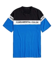 Men Letter Print Color Block Tee