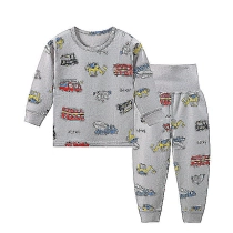 Kids Cotton Long Sleeve Print Pattern Leggings Pajamas