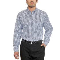 Mens Traditional Fit Dress Shirt Navy Violet Check