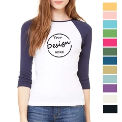 Custom Logo Screen Print Raglan Sleeve Tshirt Manufacturer