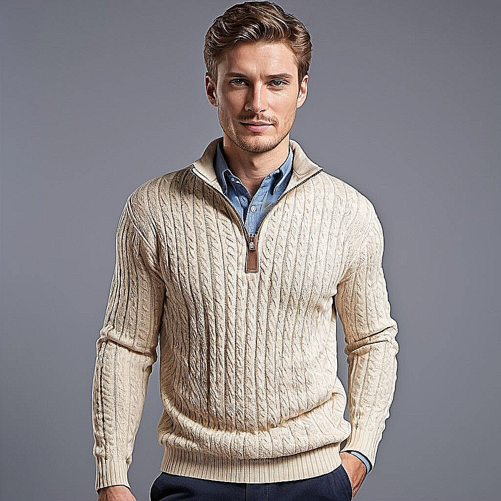 Half Zip Cable Sweater (Plus) (Dex) main image 1
