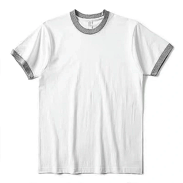2 Wholesales Custom Men T-Shirt 100 Cotton Shirts O Neck Ringer Print ...