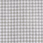 Close-up of the light grey and white kitchen check woven into the chef trouser poly-cotton twill, showing the yarns and twill grain