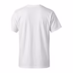 Back view of the men's corporate t-shirt in white cotton jersey, plain back with a small printed size mark below the back neck