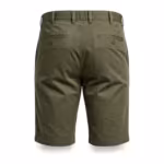Men's bermuda shorts in olive cotton twill, back view with two buttoned welt pockets